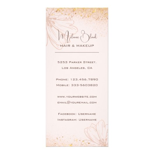 Rosa Elfenbein Blume Salon Preisliste Werbekarte (Hinten)