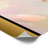 Rosa Elfenbein Marmorstein / Schwarzes Gold Border Poster (Ecke)