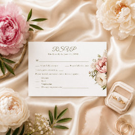 Rosa & Elfenbein-Pfingstrosen-Hochzeits-RSVP-Karte RSVP Karte