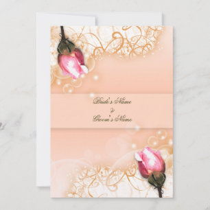 Rosa Elfenbein-Rosen-Rustico-Land-Hochzeit Einladung