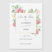 Rosa/Elfenbein Wasserfarben Rosen Save the Date Magnetkarte (Vorderseite)