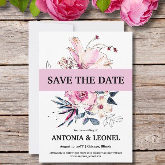 Rosa Elfenbeinblüte Hochzeit Sichern Sie das Datum Save The Date