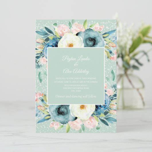 Rosa Elfenbeincreme, Blütenstaubparade Einladung (Stehend Vorderseite)