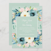 Rosa Elfenbeincreme, Blütenstaubparade Einladung (Vorne/Hinten)