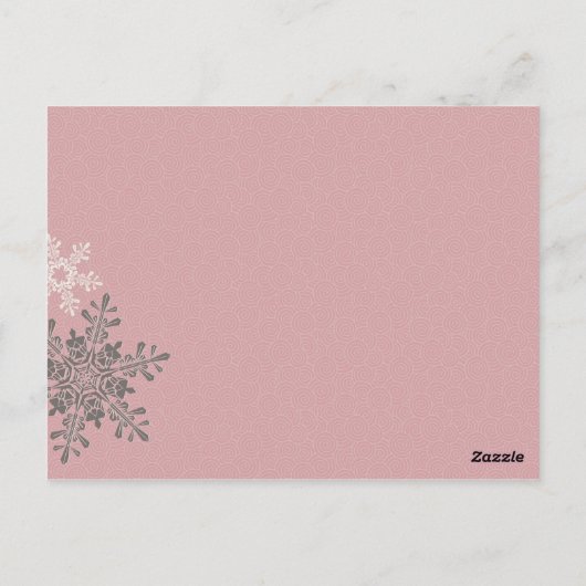 Rosa Elfenbeinschneeflocke Winterhochzeitkarte Postkarte (Rückseite)