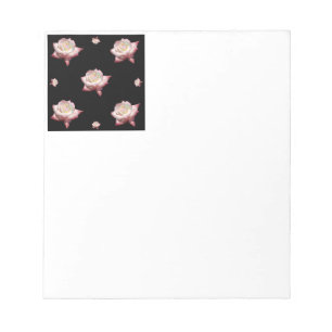 Rosa emaillierte Rose in Schwarz Notizblock