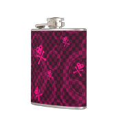 Rosa Emo Muster mit Kreisen Flachmann (Links)