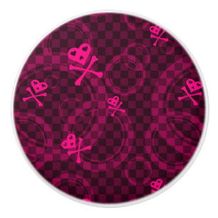 Rosa Emo Muster mit Kreisen Keramikknauf