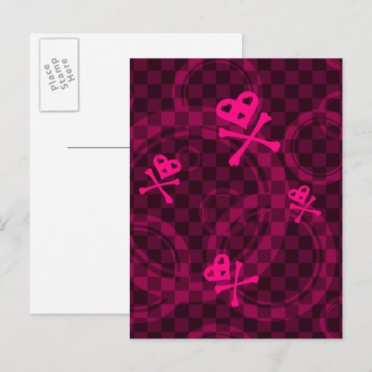 rosa Emo-Muster mit Kreisen Postkarte (Vorne/Hinten)