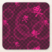 Rosa Emo Muster mit Kreisen Rechteckiger Pappuntersetzer (Vorderseite)