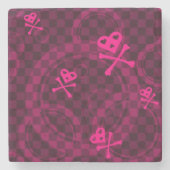 Rosa Emo Muster mit Kreisen Steinuntersetzer (Vorderseite)