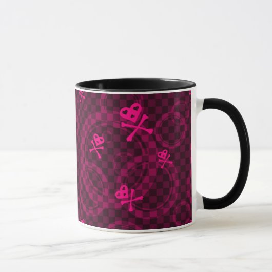 Rosa Emo Muster mit Kreisen Tasse (Rechts)