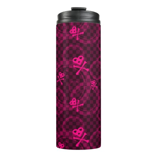 Rosa Emo Muster mit Kreisen Thermosbecher (Vorderseite)