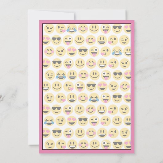 Rosa Emoji Einladung zum Geburtstag (Rückseite)