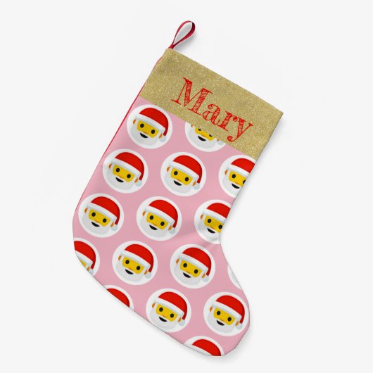 Rosa Emoji Weihnachtsbrauch Kleiner Weihnachtsstrumpf (Vorderansicht (hängend))