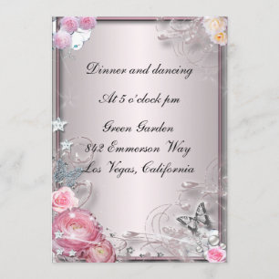 Rosa Empfang-Karte Einladung