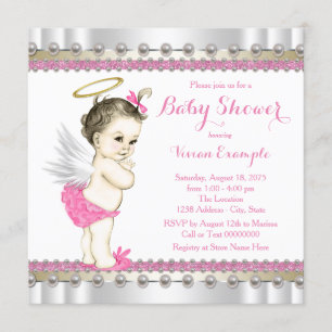 Rosa Engel Baby Mädchen Shower Einladung