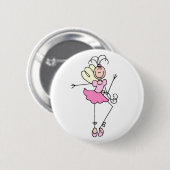 Rosa Engel Ballerina Mädchen Knopf Button (Vorne & Hinten)