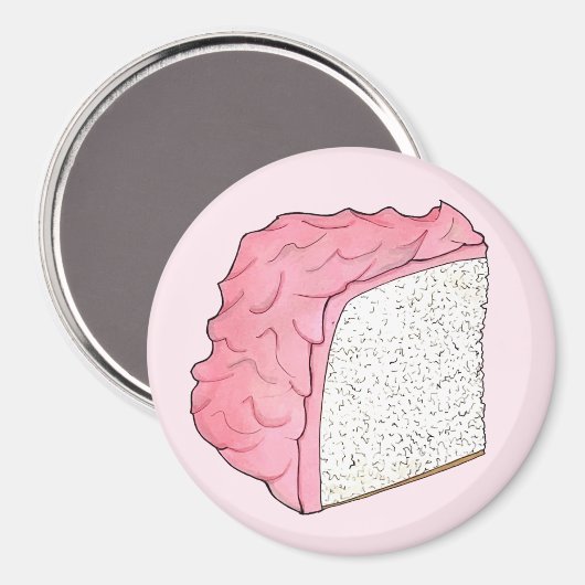 Rosa Engel Food Cake Slice Backen Retro Dessert Magnet (Vorderseite/Rückseite)