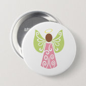 Rosa Engel Grün Swirbelwinge Spirituelle Dekorativ Button (Vorne & Hinten)