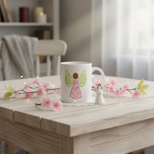 Rosa Engel Grün Swirbelwinge Spirituelle Dekorativ Kaffeetasse