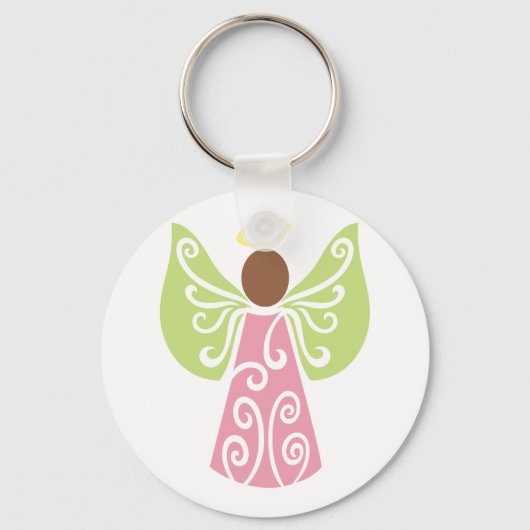 Rosa Engel Grün Swirbelwinge Spirituelle Dekorativ Schlüsselanhänger (Vorderseite)