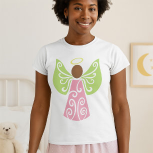 Rosa Engel Grün Swirbelwinge Spirituelle Dekorativ T-Shirt