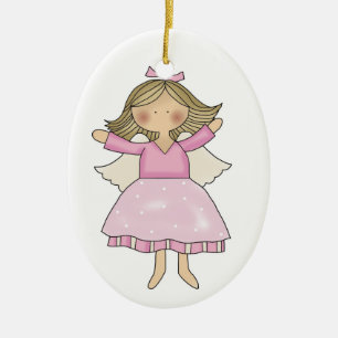 Rosa Engel Keramikornament
