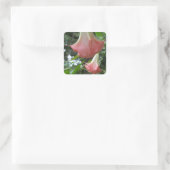 Rosa Engel Trompete Blume Quadratischer Aufkleber (Tasche)