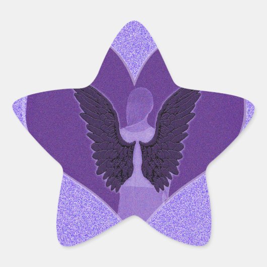 Rosa Engel und Herz Stern-Aufkleber (Vorderseite)