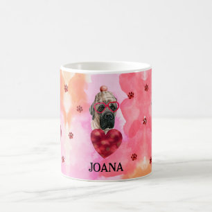 Rosa Englische Mastiff Valentinstag Geschenk Hund Kaffeetasse