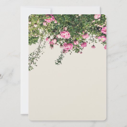 Rosa englische Rose, blumengeschmückte Hochzeit Einladung (Rückseite)