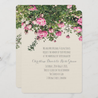 Rosa englische Rose, blumengeschmückte Hochzeit Einladung