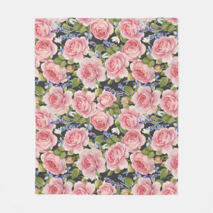 Rosa englische Rose: Dunkle Wasserfarbe Fleecedecke