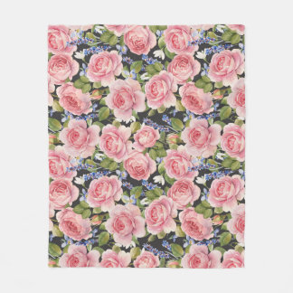 Rosa englische Rose: Dunkle Wasserfarbe Fleecedecke