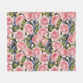 Rosa englische Rose: Dunkle Wasserfarbe Fleecedecke (Vorderseite (Horizontal))