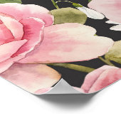 Rosa englische Rose: Dunkle Wasserfarbe Poster (Ecke)