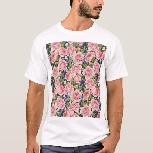 Rosa englische Rose: Dunkle Wasserfarbe T-Shirt (Vorderseite)