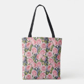 Rosa englische Rose: Dunkle Wasserfarbe Tasche (Rückseite)