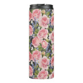 Rosa englische Rose: Dunkle Wasserfarbe Thermosbecher (Rückseite)
