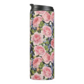 Rosa englische Rose: Dunkle Wasserfarbe Thermosbecher (Nach rechts gedreht)