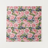 Rosa englische Rose: Dunkle Wasserfarbe Wandteppich (Vorderseite (Horizontal))