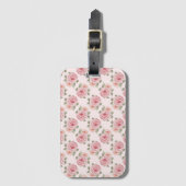 Rosa Englische Rose Hütte Blumenmuster Vintag Gepäckanhänger (Vorderseite Vertikal)