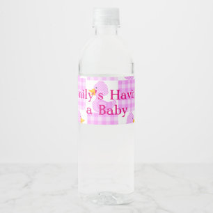 Rosa Entchen-Baby-Shower-Wasserflaschen-Etiketten Wasserflaschenetikett