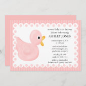 Rosa Enten-Babyparty-Einladung Einladung (Vorne/Hinten)