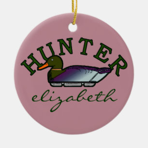 Rosa Enten-Jäger personalisiert Keramikornament