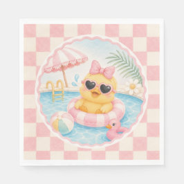 Rosa Enten Pool Party Servietten, Splish Splash So Serviette