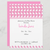 rosa Entenreihen-Babypartyeinladung Einladung (Vorne/Hinten)