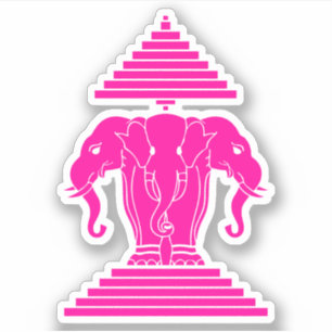 Rosa Erawan drei ging ElefantLao/Laos-Flagge voran Aufkleber