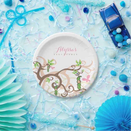 Rosa Erbse ein im Pappteller (Party)